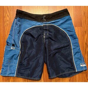 Vtg Billabong Board Shorts Mens 33 10" Blue Cargo Style Pockets Y2K